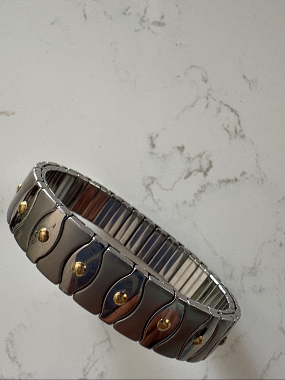 Milor Two-Tone Silver and Gold Stretch Bracelet 18 k - Picture 4 of 4